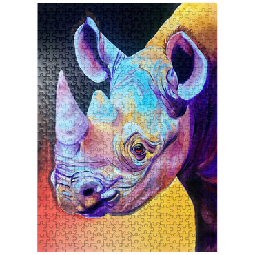 puzzleplate Vibrant Rhino Portrait in Abstract Art 500 Jigsaw Puzzle