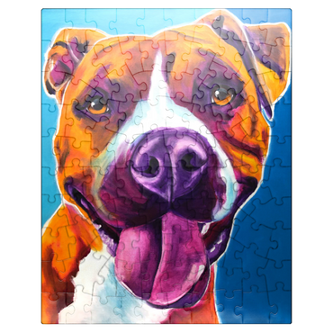 puzzleplate Colorful Portrait of Smiling Pit Bull 100 Jigsaw Puzzle