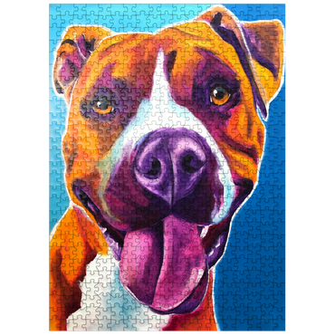 puzzleplate Colorful Portrait of Smiling Pit Bull 500 Jigsaw Puzzle