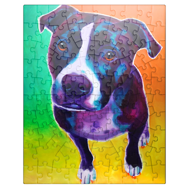 puzzleplate Vibrant Pit Bull with Expressive Eyes 100 Jigsaw Puzzle