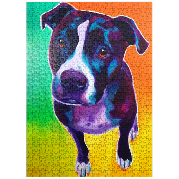 puzzleplate Vibrant Pit Bull with Expressive Eyes 500 Jigsaw Puzzle