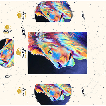Vibrant Abstract Lion Portrait in Bold Colors 1000 Jigsaw Puzzle box 3D Modell
