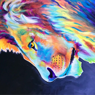 Vibrant Abstract Lion Portrait in Bold Colors 100 Jigsaw Puzzle 3D Modell