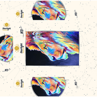 Vibrant Abstract Lion Portrait in Bold Colors 100 Jigsaw Puzzle box 3D Modell