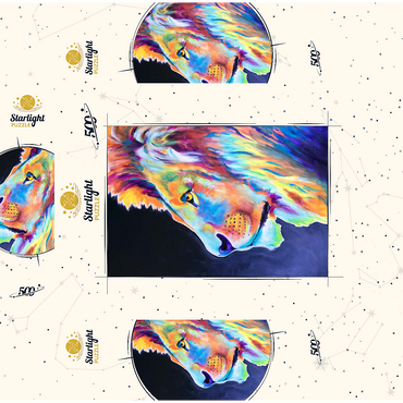 Vibrant Abstract Lion Portrait in Bold Colors 500 Jigsaw Puzzle box 3D Modell