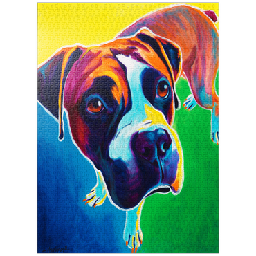 puzzleplate Colorful Boxer Dog Portrait in Bold Pop Art Style 1000 Jigsaw Puzzle