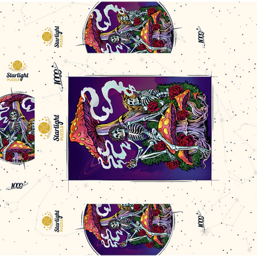 Psychedelic Skeletons with Mushrooms and Roses 1000 Jigsaw Puzzle box 3D Modell