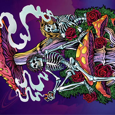 Psychedelic Skeletons with Mushrooms and Roses 100 Jigsaw Puzzle 3D Modell