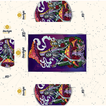 Psychedelic Skeletons with Mushrooms and Roses 100 Jigsaw Puzzle box 3D Modell