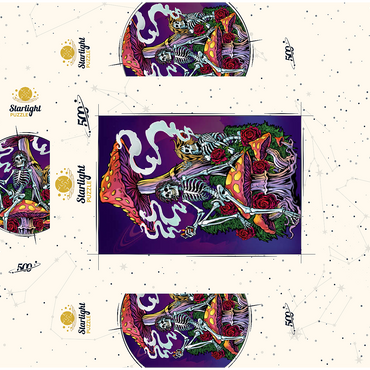 Psychedelic Skeletons with Mushrooms and Roses 500 Jigsaw Puzzle box 3D Modell