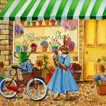 Title: Whimsical Bunny at the Flower Shop 100 Jigsaw Puzzle 3D Modell