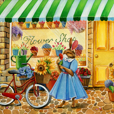Title: Whimsical Bunny at the Flower Shop 500 Jigsaw Puzzle 3D Modell