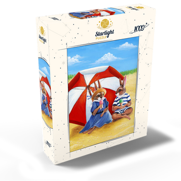 Beach Bunnies - Vintage-Inspired Animal Illustration 1000 Jigsaw Puzzle box view2