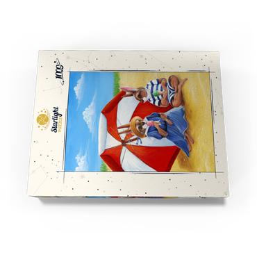 Beach Bunnies - Vintage-Inspired Animal Illustration 1000 Jigsaw Puzzle box view3