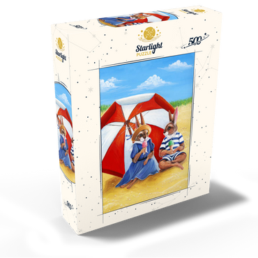 Beach Bunnies - Vintage-Inspired Animal Illustration 500 Jigsaw Puzzle box view2