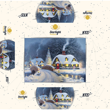 Snowy Christmas Village with Lit Cottages 1000 Jigsaw Puzzle box 3D Modell