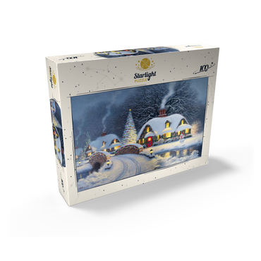 Snowy Christmas Village with Lit Cottages 100 Jigsaw Puzzle box view2
