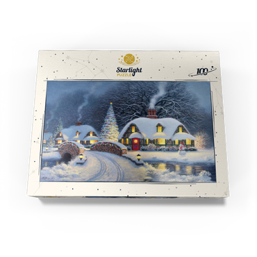 Snowy Christmas Village with Lit Cottages 100 Jigsaw Puzzle box view3