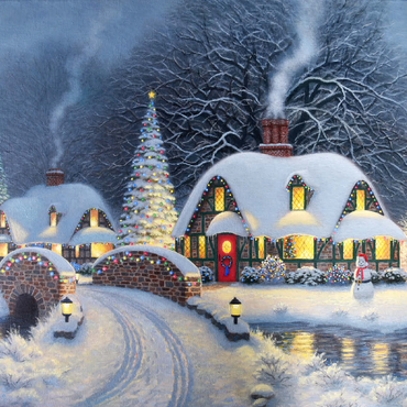 Snowy Christmas Village with Lit Cottages 100 Jigsaw Puzzle 3D Modell