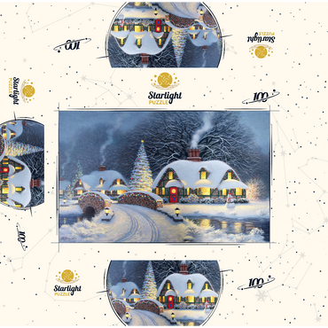 Snowy Christmas Village with Lit Cottages 100 Jigsaw Puzzle box 3D Modell