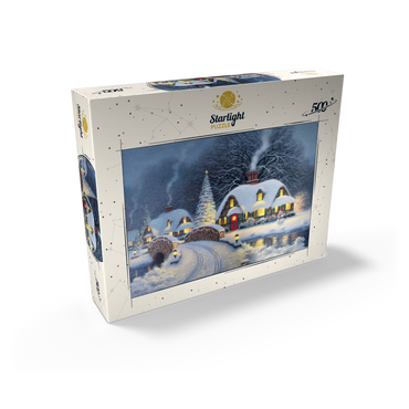 Snowy Christmas Village with Lit Cottages 500 Jigsaw Puzzle box view2