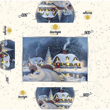 Snowy Christmas Village with Lit Cottages 500 Jigsaw Puzzle box 3D Modell