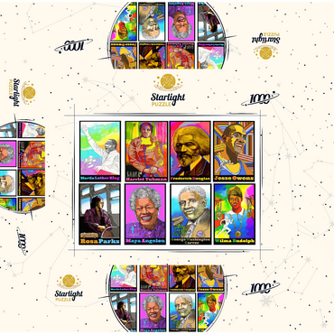 Colorful Portraits of Influential Black Leaders 1000 Jigsaw Puzzle box 3D Modell