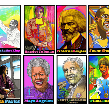 Colorful Portraits of Influential Black Leaders 100 Jigsaw Puzzle 3D Modell