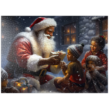 puzzleplate Santa Sharing Gifts with Joyful Children 1000 Jigsaw Puzzle
