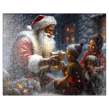 puzzleplate Santa Sharing Gifts with Joyful Children 100 Jigsaw Puzzle