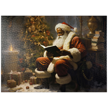 puzzleplate Santa Reading by Christmas Tree 1000 Jigsaw Puzzle