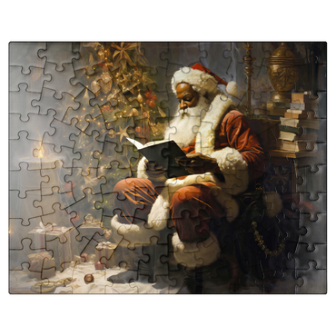 puzzleplate Santa Reading by Christmas Tree 100 Jigsaw Puzzle