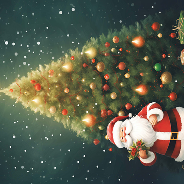 Santa with Christmas Tree and Gifts 1000 Jigsaw Puzzle 3D Modell