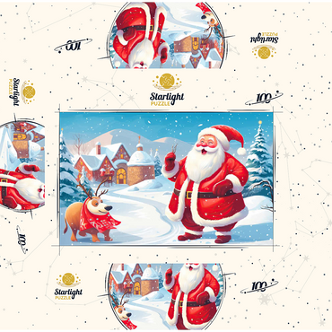 Santa and Reindeer in Winter Village 100 Jigsaw Puzzle box 3D Modell