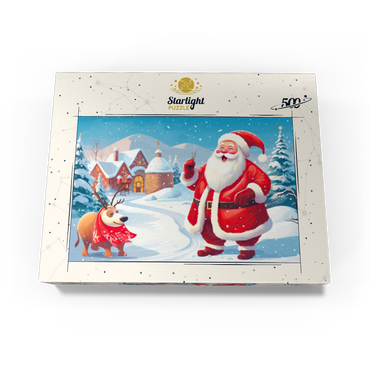 Santa and Reindeer in Winter Village 500 Jigsaw Puzzle box view3