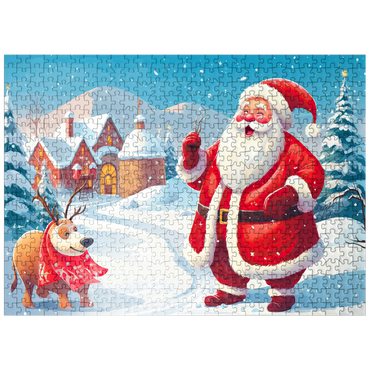 puzzleplate Santa and Reindeer in Winter Village 500 Jigsaw Puzzle