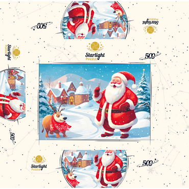 Santa and Reindeer in Winter Village 500 Jigsaw Puzzle box 3D Modell