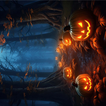 Haunted Forest with Glowing Jack-o'-Lanterns 1000 Jigsaw Puzzle 3D Modell