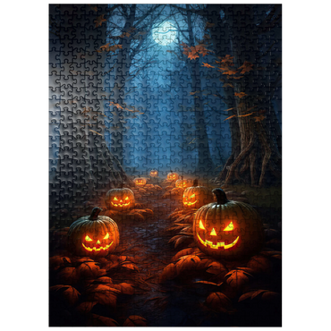 puzzleplate Haunted Forest with Glowing Jack-o'-Lanterns 500 Jigsaw Puzzle