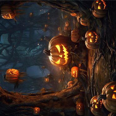 Enchanted Pumpkin Forest at Night 1000 Jigsaw Puzzle 3D Modell