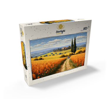 Golden Fields of Tuscany with Cypress Trees 100 Jigsaw Puzzle box view2