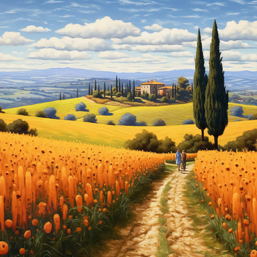 Golden Fields of Tuscany with Cypress Trees 100 Jigsaw Puzzle 3D Modell