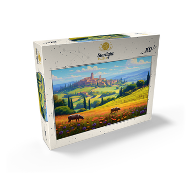 Tuscan Countryside with Wildflowers and Rolling Hills 100 Jigsaw Puzzle box view2