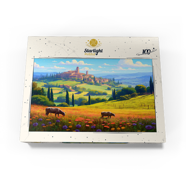 Tuscan Countryside with Wildflowers and Rolling Hills 100 Jigsaw Puzzle box view3