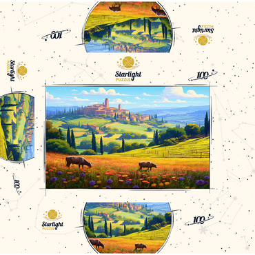 Tuscan Countryside with Wildflowers and Rolling Hills 100 Jigsaw Puzzle box 3D Modell