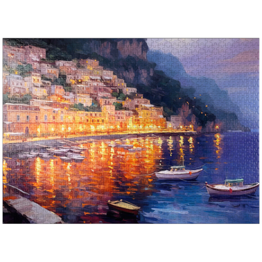 puzzleplate Positano at Twilight with Reflections 1000 Jigsaw Puzzle