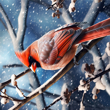 Northern Cardinal in Winter Snow 1000 Jigsaw Puzzle 3D Modell