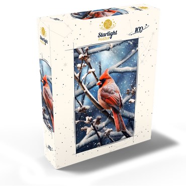 Northern Cardinal in Winter Snow 100 Jigsaw Puzzle box view2