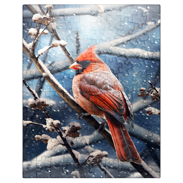 puzzleplate Northern Cardinal in Winter Snow 100 Jigsaw Puzzle