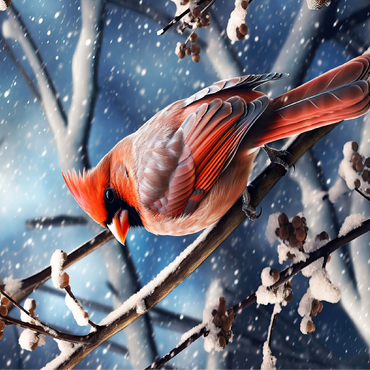 Northern Cardinal in Winter Snow 100 Jigsaw Puzzle 3D Modell